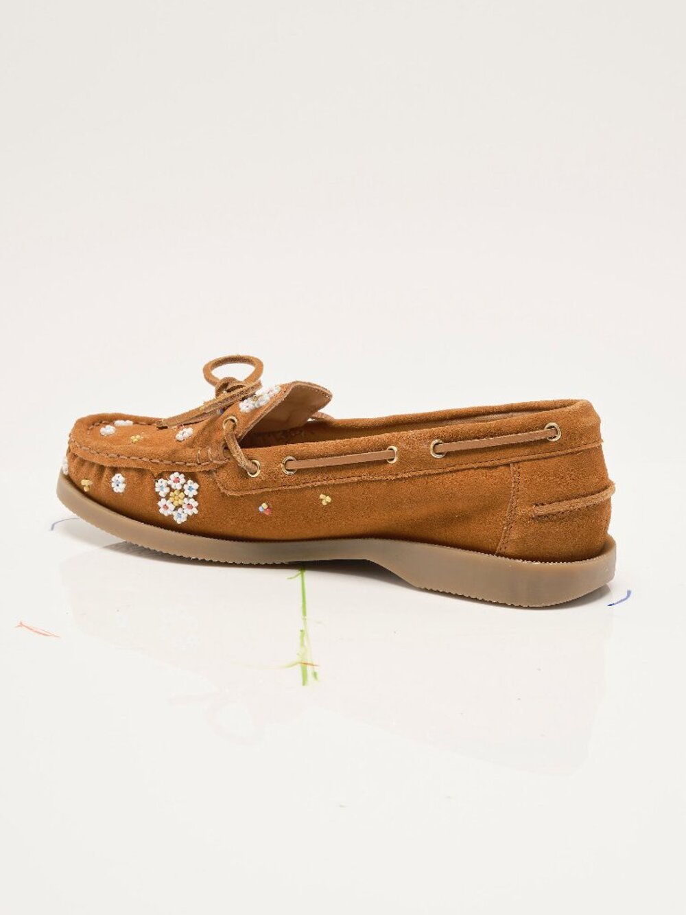 FREE PEOPLE Sandy Seed Bead Boat Shoes / Vachette Voyage Suede - Picture 7 of 12